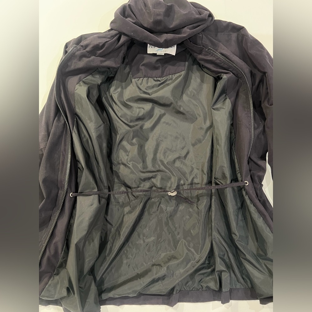 Vintage Utility Jacket Made in Egypt Black Hooded Pockets Cinched Waist Large - Picture 5 of 16
